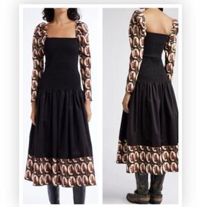NWT AUTUMN ADEIGBO Nevada Smocked Long Sleeve Maxi Dress $695